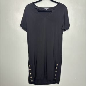 Madewell Side Button Shift Dress Casual Black Viscose Women’s Small
